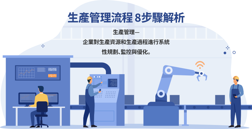 生產管理的核心目標是提高效率、保證品質、縮短交貨期，並充分利用資源，從而達成企業的營運目標。從需求、外包、原物料採購、生產排程、成本控制，掌握生產流程，實現生產管理最佳化。